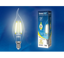 Лампа светодиодная Uniel Air E14 7.5Вт 3000K LED-CW35-7,5W/WW/E14/CL GLA01TR картон