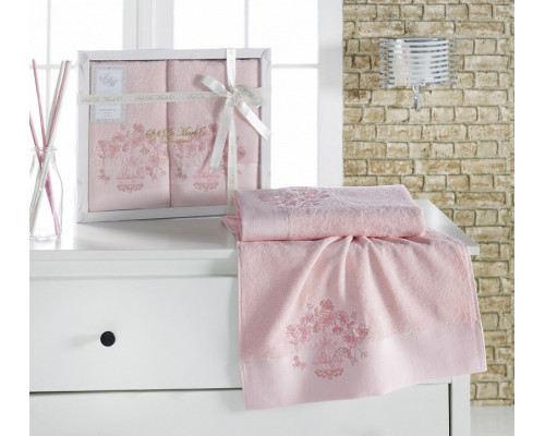 Набор из 2 полотенец для ванной Flori S.107-(пудра)