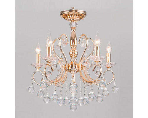 Подвесная люстра Eurosvet Collana 10096/5 золото/прозрачный хрусталь Strotskis