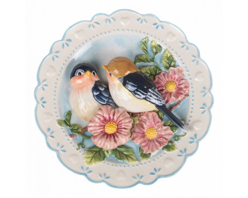Блюдо декоративное (20 см) Птицы на яблоневой ветке 59-059