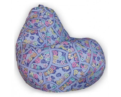 Кресло-мешок Домики Фиолетовые Велюр L
