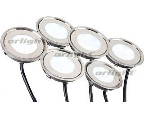 Набор из 6 встраиваемых светильников Arlight  KT-R-6x0.5W LED Day White 12V (круг)