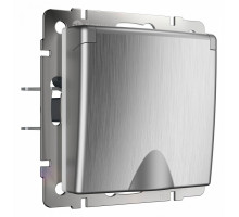 Розетка влагозащищенная с заземлением с крышкой со шторками, без рамки Werkel cеребряный рифленый W1171209 (cеребряный рифленый)
