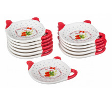 Набор из 12 подставок под чайные пакетики (10x10x2 см) Клубничка 230-036