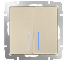 Выключатель проходной двухклавишный с подсветкой без рамки Werkel WL11 WL11-SW-2G-2W-LED