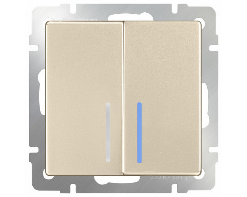 Выключатель проходной двухклавишный с подсветкой без рамки Werkel WL11 WL11-SW-2G-2W-LED