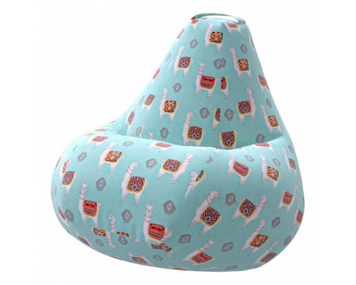 Кресло-мешок Ламы Голубое Жаккард XL