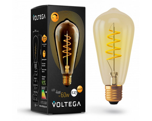 Лампа светодиодная Voltega ST64 E27 4Вт 2000K