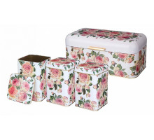 Набор из хлебницы и банок для пищевых продуктов Винтаж Пионы 949-016