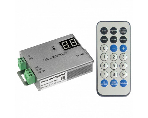 Контроллер-регулятор цвета RGBW с пультом ДУ Arlight HX-805 HX-805 (2048 pix, 5-24V, SD-карта, ПДУ)