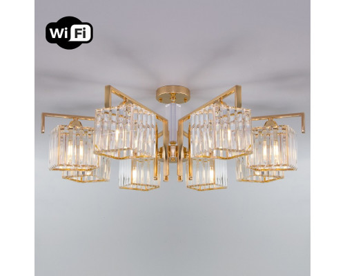Люстра на штанге Eurosvet April 10126/8 золото/прозрачный хрусталь Strotskis Smart