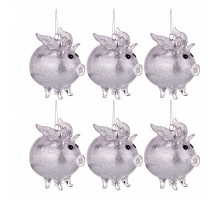 Набор из 6 елочных игрушек (9х6х9.5 см) Свинка-ангел 865-391