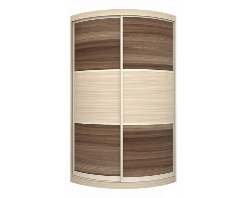 Радиусный шкаф купе Мебелеф-4 Материал фасада:ХДФ в пленке ПВХ, Цвет корпуса:Ясень шимо светлый, Цвет фасада:Ясень шимо светлый/Ясень