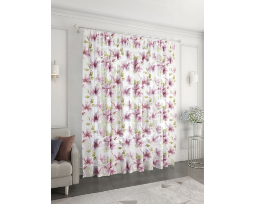 Гардина (300x260 cм) 1 шт. Розовые Цветы
