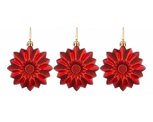 Набор из 3 елочных игрушек (9 см) Цветочки 858-107