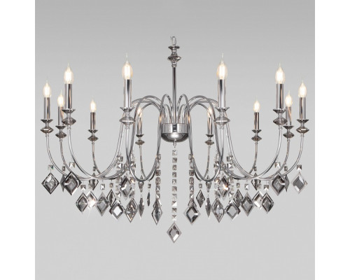 Подвесная люстра Eurosvet Telao 10110/12 хром/дымчатый хрусталь Strotskis