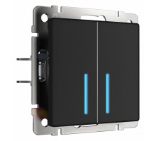 Выключатель сенсорый двухклавишный с подсветкой, без рамки Werkel черный W4520108