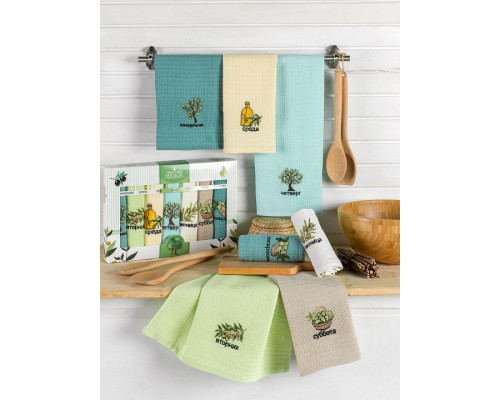 Набор из 7 полотенец для кухни НЕДЕЛЬКА LUX OLIVE