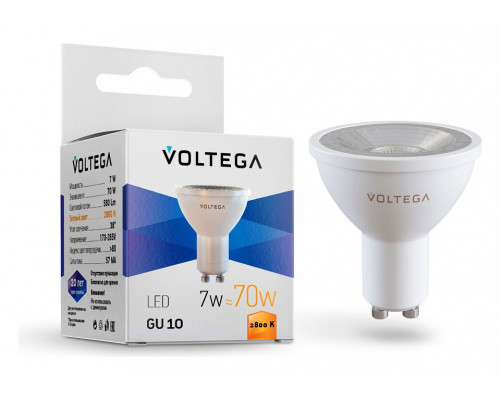 Лампа светодиодная Voltega Simple GU10 7Вт 2800K