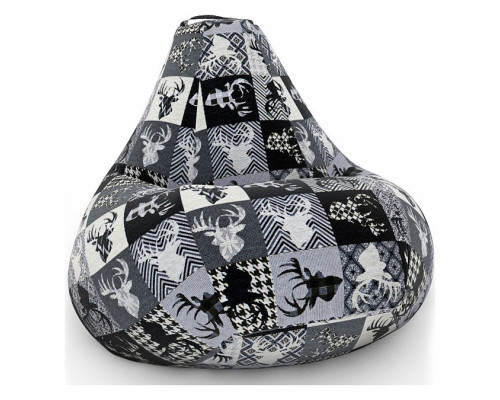 Кресло-мешок С Оленями ч/б XL