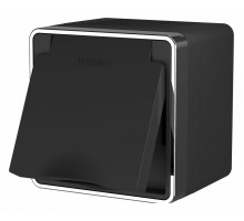 Розетка влагозащищенная с заземлением и шторками, с крышкой Werkel Gallant (черный/хром) W5071235