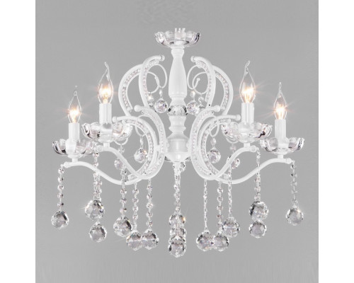 Подвесная люстра Eurosvet Brezza 10107/5 глянцевый белый/прозрачный хрусталь Strotskis