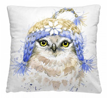 Подушка декоративная (40x40 см) Птичка в шапке