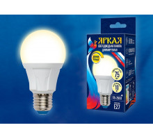 Лампа светодиодная Uniel Яркая Dim E27 10Вт 3000K LED-A60 10W/3000K/E27/FR/DIM PLP01WH картон