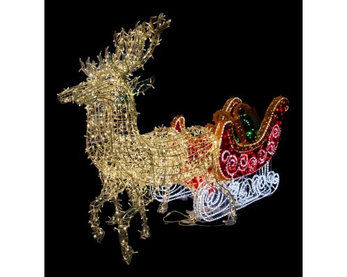 Композиция световая (3.5x0.8x1.95 м) Олень с санями 503-112