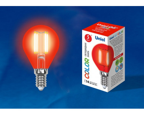 Лампа светодиодная Uniel Air Color E14 5Вт K LED-G45-5W/RED/E14 GLA02RD картон
