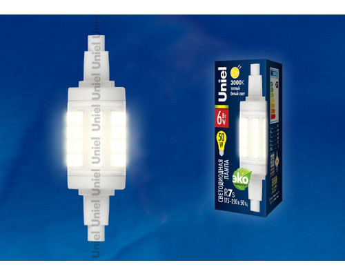 Лампа светодиодная Uniel LED-J78 R7s 6Вт 3000K LED-J78-6W/WW/R7s/CL PLZ06WH картон