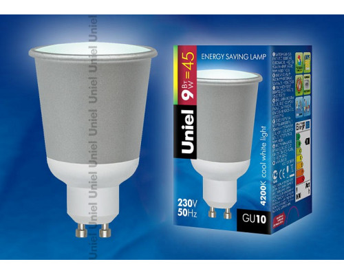 Лампа компактная люминесцентная Uniel  GU10 9Вт 4200K 02953